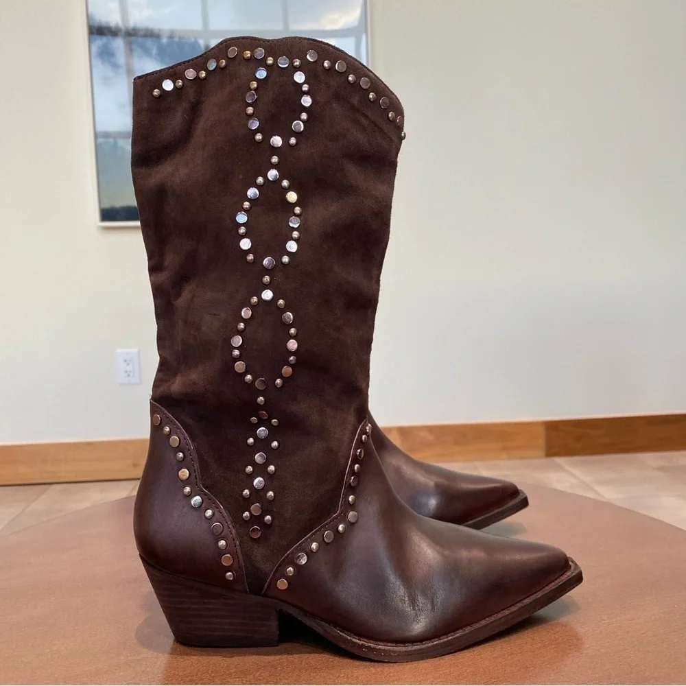 NWOT Free People Jackson Studded Western Bootie, Size 7.5